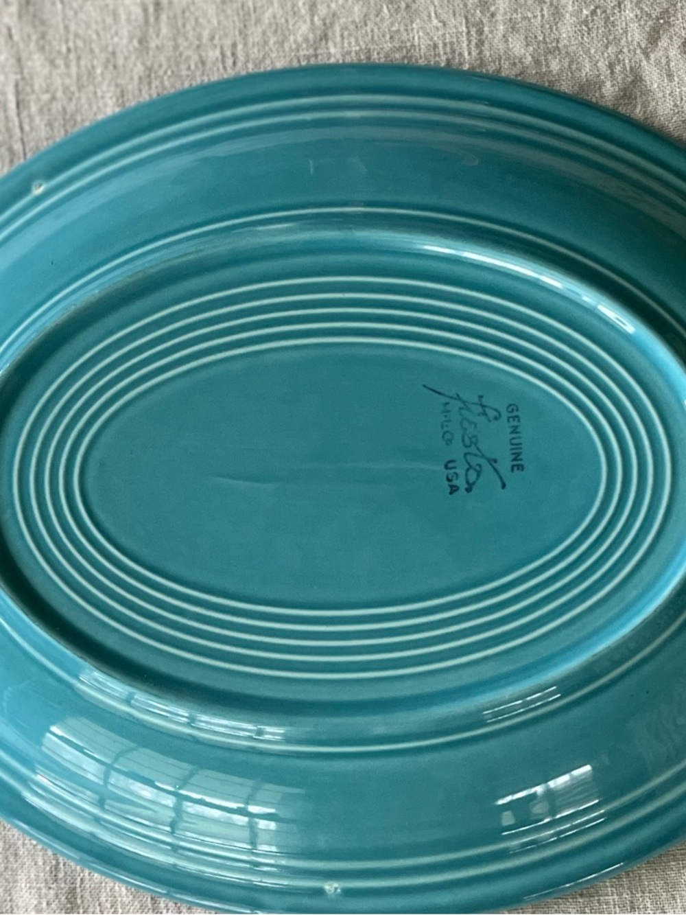 Vintage Fiestaware Original Turquoise Large Oval Serving Platter - Picture 3 of 7